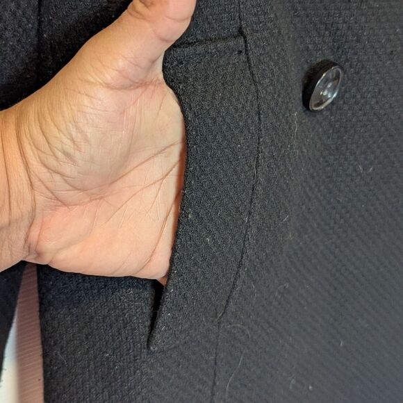 Nine West Size 6 Black Wool Fit And Flare Pea Coat Wool Blend Double Breasted - Picture 9 of 10